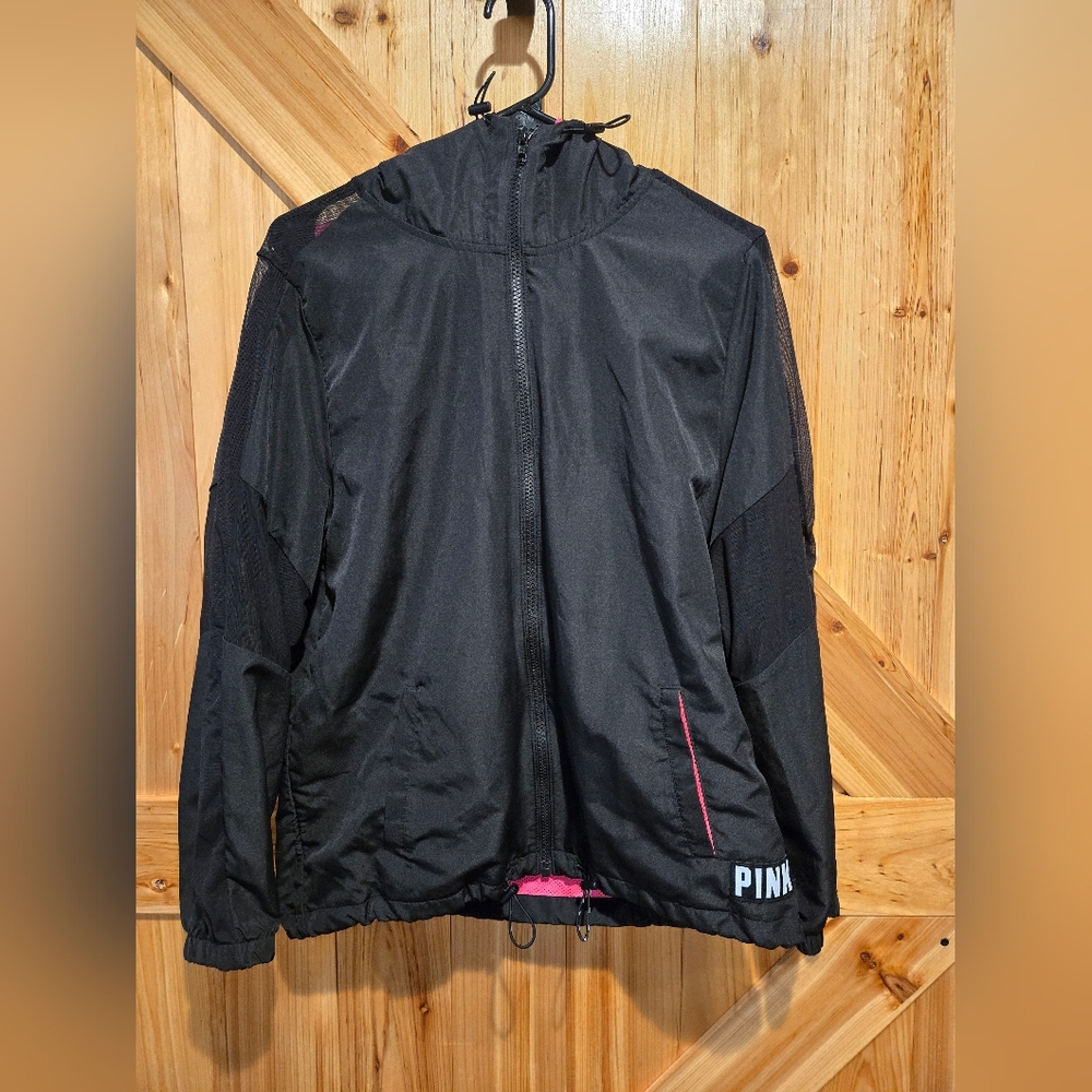 PINK Victoria's Secret Black And Pink Windbreaker Jacket X-small